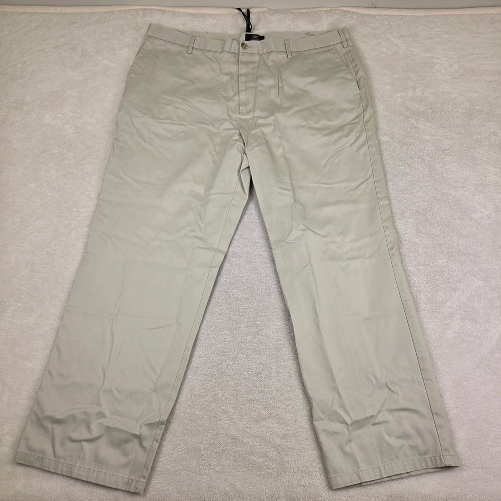 Dockers Signature Khaki Mens 44x32 Stone Beige Classic Fit D3 Cotton Pants